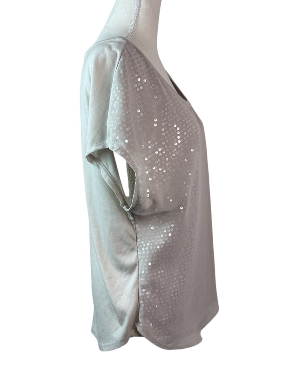 Self-esteem Women’s Sequin Scoop Neck Top - Taupe size XL Juniors